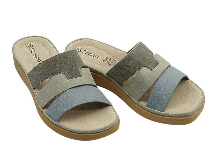 Klapki damskie niebieskie Scalina 834369 Modny desing