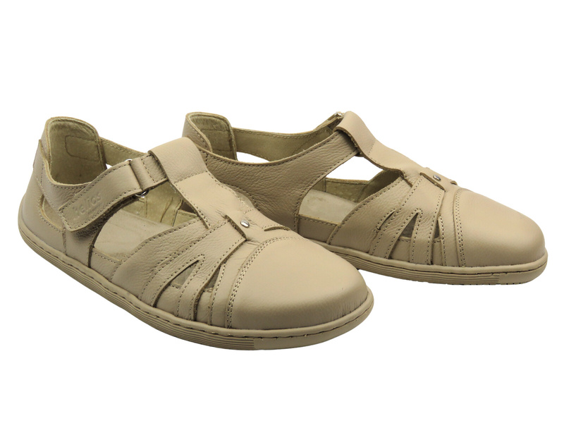 Barefoot skórzane minimalistyczne półbuty damskie ecru Helios Komfort 466