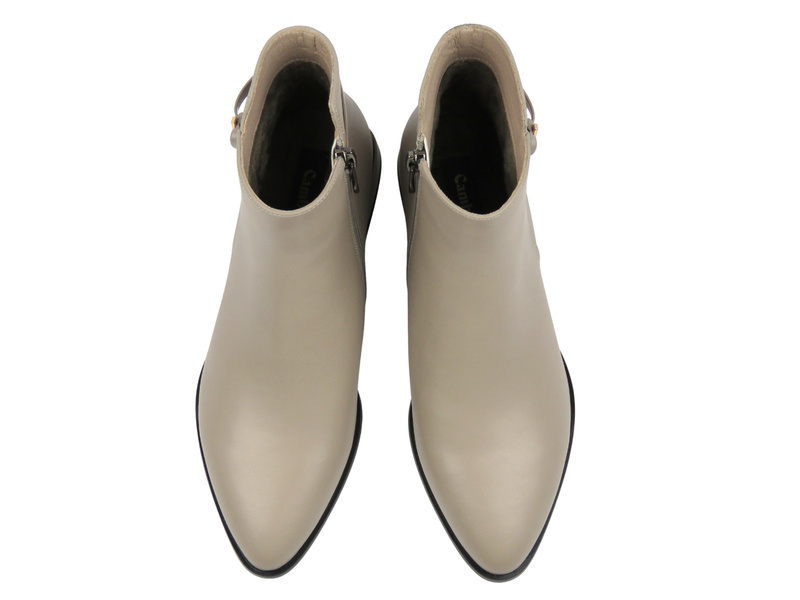 Skórzane botki damskie beżowe Cambell 25-55317