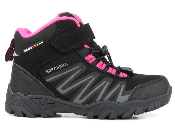 Buty trekkingowe dziecięce / młodzieżowe zimowe  AMERICAN CLUB WT107/22 WT112/22, czarne z fuksją