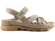 Wygodne sandały damskie na a la drewnianej podeszwie - HELIOS Komfort 256, beżowe