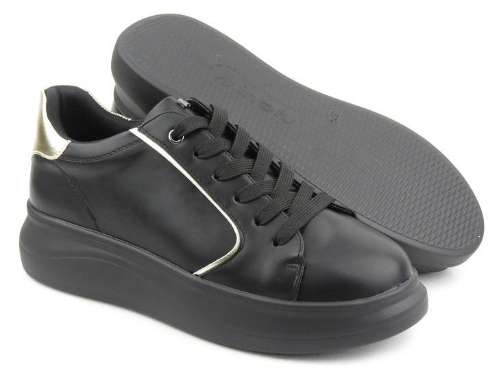 Czarne sneakersy damskie na platformie - INBLU IN001294