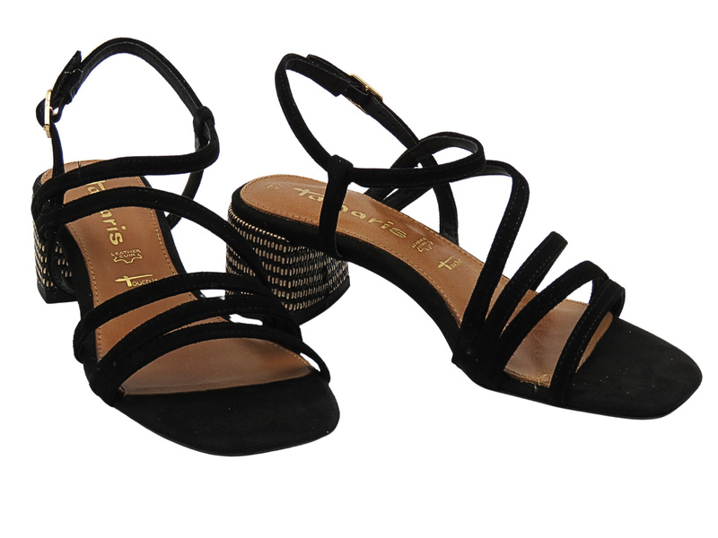 Eleganckie sandały damskie na obcasie czarne Tamaris 1-28211-42