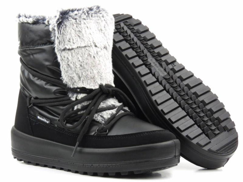 Ciepłe śniegowce, eskimoski damskie -Manitu 990091, czarne