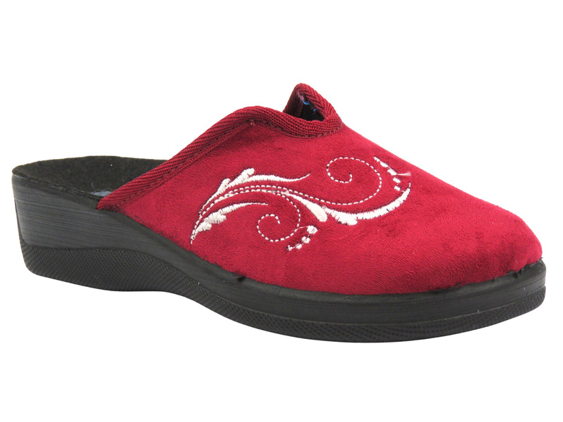 Miękkie kapcie damskie domowe - INBLU ES-3F, bordowy