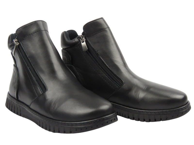 Botki damskie skórzane czarne Nika Komfort 0363-23665