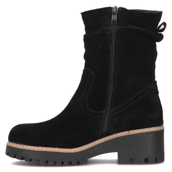 Skórzane botki damskie zamszowe - Filippo DBT6402/24, czarne