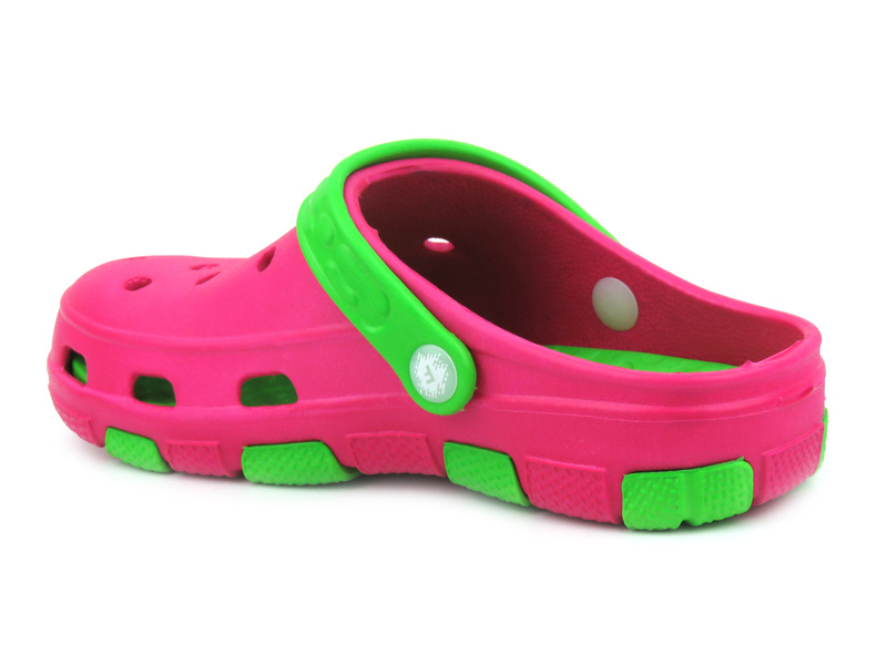 Piankowe klapki dziecięce clogsy - Realpaks PF-401, PF-402, różowo-zielone