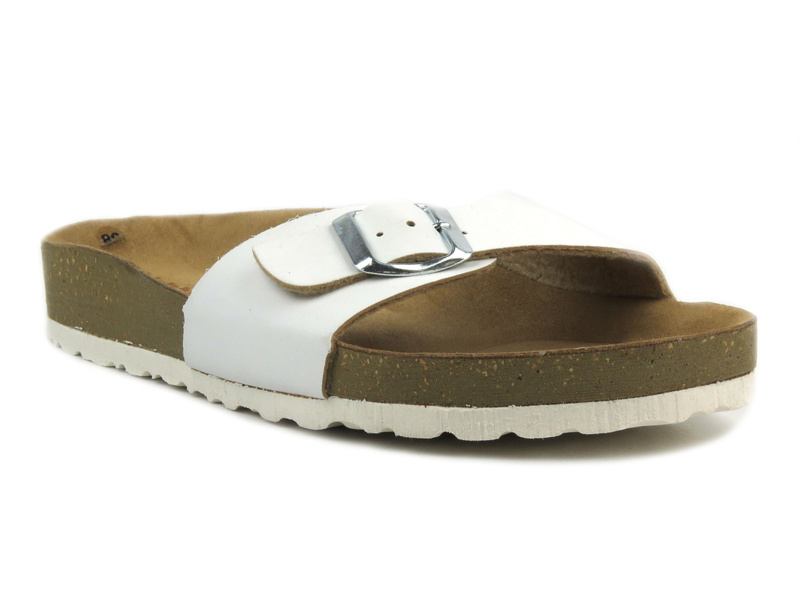 Klapki damskie z klamrą- INBLU Farich, białe