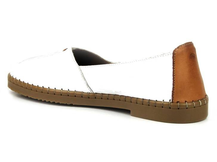 Skórzane półbuty, loafersy damskie - MANITU 840080-03, białe