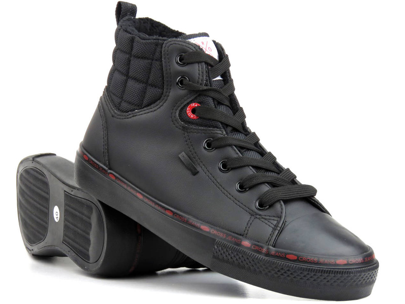 Ocieplane trampki męskie za kostkę - CROSS JEANS KK1R4054C, czarne