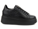 Skórzane buty damskie na platformie - Carinii B9284, czarne