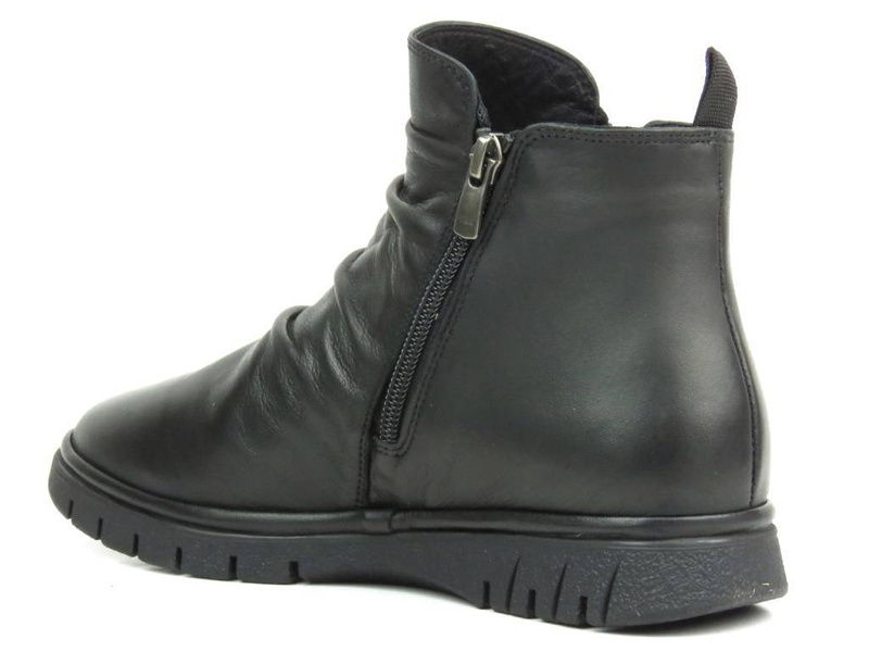 Botki damskie z dwoma suwakami - MANITU 990378-01, czarne