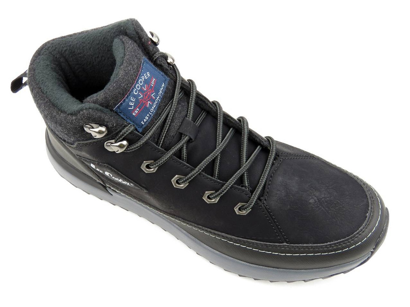 Ciepłe trzewiki męskie na grubej podeszwie - LEE COOPER LCJ-21-01-0533M, czarne