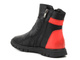 Botki damskie z dwoma suwakami - MANITU 990164-04, czarne z czerwonymi dodatkami