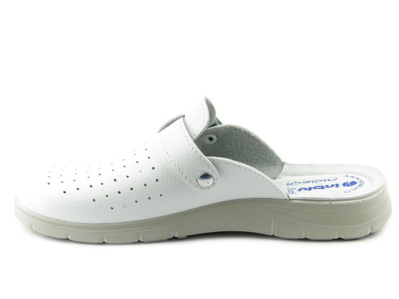 Lekarskie klapki męskie ze skórzaną wkładką - Inblu BG-31, białe
