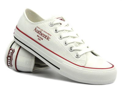 Trampki damskie przed kostkę - Big Star  NN274235, białe