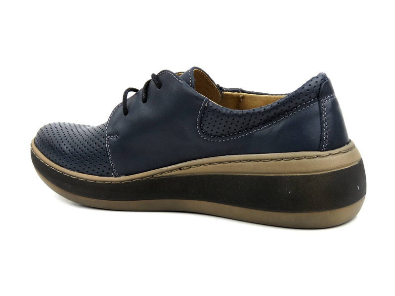 Wygodne półbuty damskie na grubej podeszwie - Helios Komfort 328S, granatowe