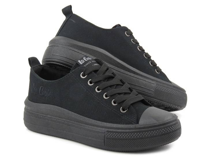 Trampki damskie na platformie - LEE COOPER LCW-23-44-1624L, czarne