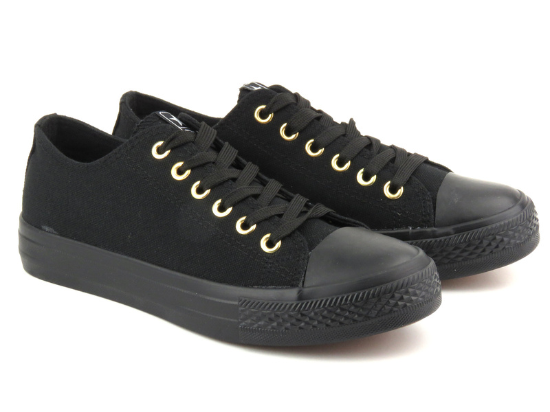 Jednolite, czarne trampki damskie NEWS 9SP30-1141, czarne