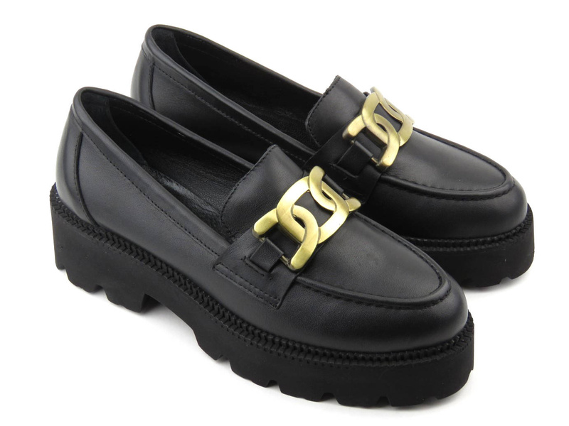 Lordsy damskie na grubej podeszwie - VENEZIA 4010704, czarne