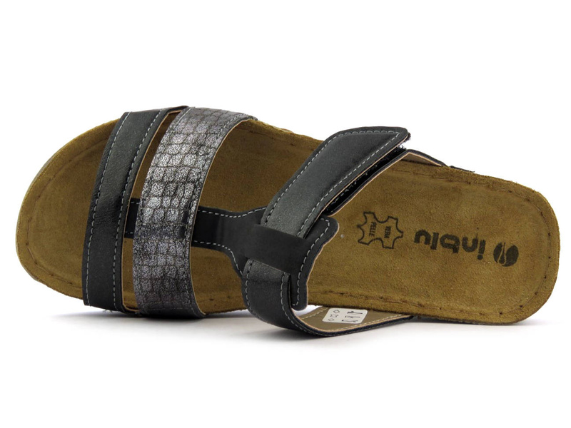 Wygodne klapki damskie na rzep - INBLU OF-28, czarne