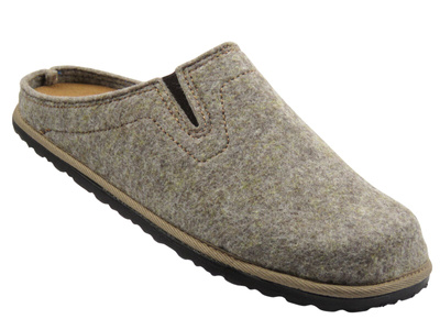 Ciepłe kapcie męskie z wyjmowaną, skórzaną wkładką - INBLU 155M025, brązowe