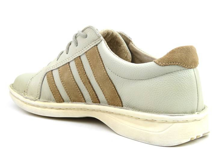 Skórzane półbuty damskie - Helios 634, kremowe