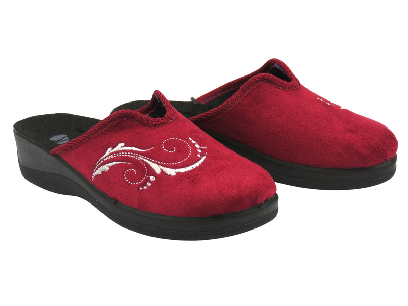 Miękkie kapcie damskie domowe - INBLU ES-3F, bordowy