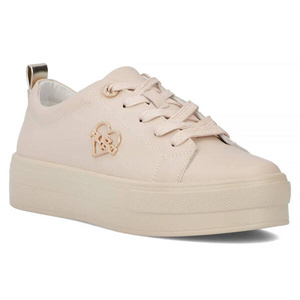 Skórzane sneakersy damskie na platformie - Filippo DP3533/24, beżowe
