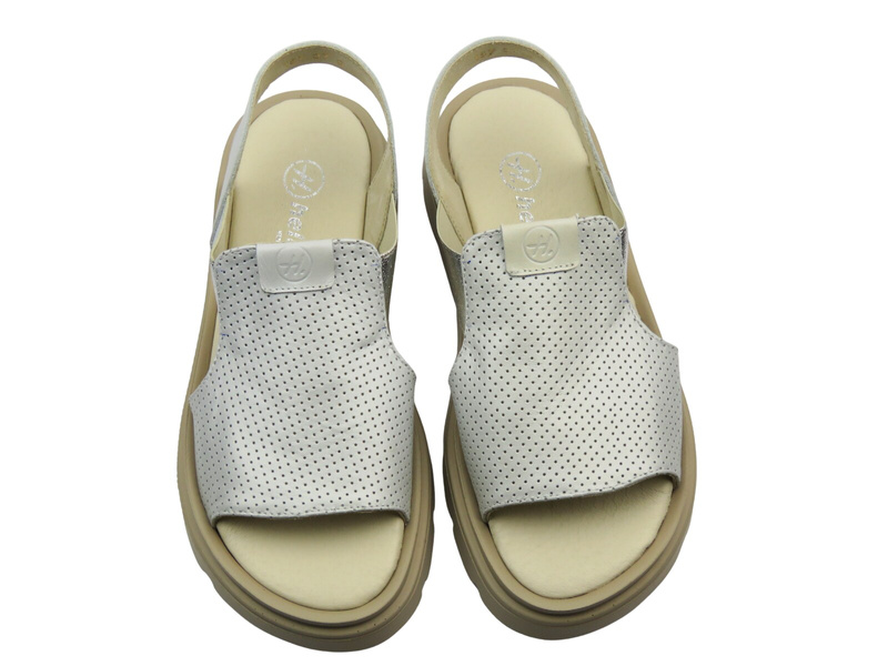 Sandały damskie skórzane srebrne Helios Komfort 157