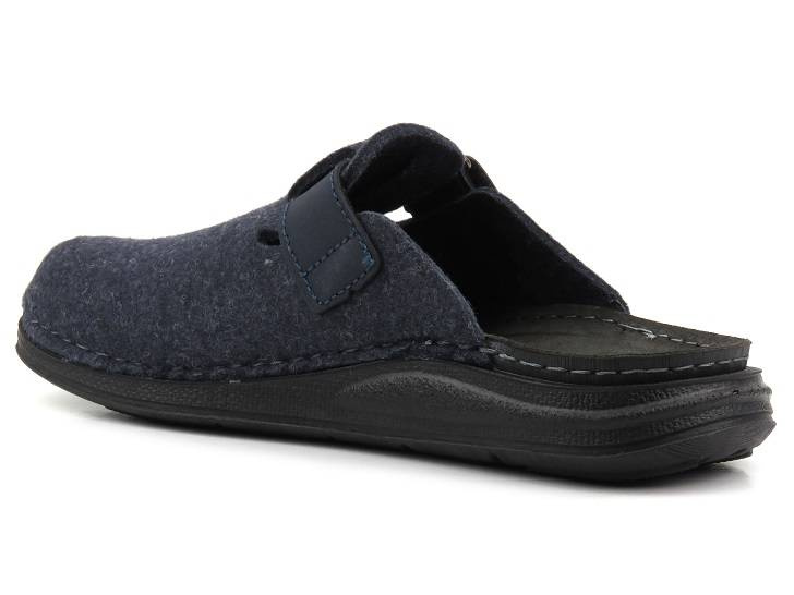 Filcowe kapcie męskie ze skórzaną wkładką - INBLU VE-02, granatowe