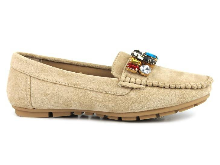 Mokasyny damskie ze skórzaną wkładką - Evento 23PB26-2200, beżowe