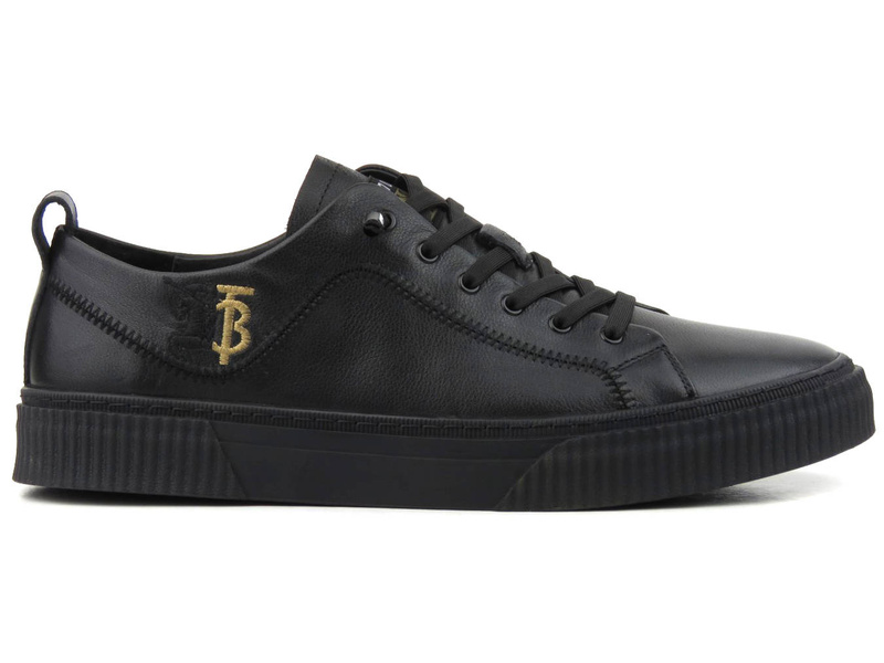 Skórzane sneakersy męskie - JOHN DOUBARE A921-1, czarne