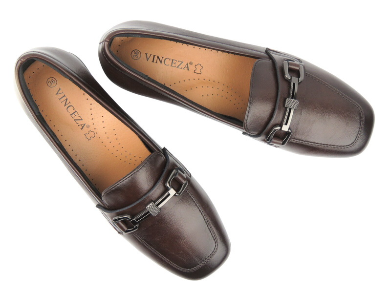 Eleganckie mokasyny damskie Vinceza 39978, brązowe