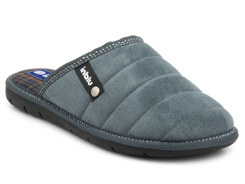 Kapcie męskie z miękkiego materiału - Inblu 91-27, szare