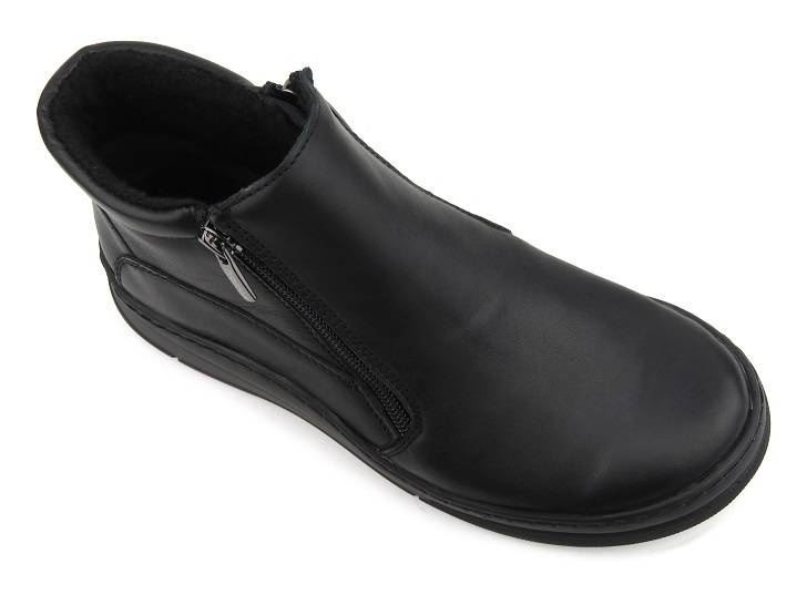 Botki damskie na dwa suwaki - HELIOS Komfort 595, czarne