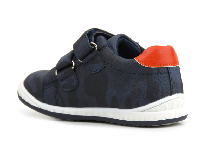 Półbuty, buty sportowe dziecięce ze skórzaną wyściółką - Wojtyłko 22006, granatowe w moro