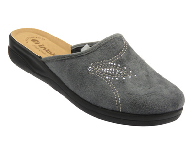 Kapcie damskie z wkładką ze skóry eko szare Inblu CF-48