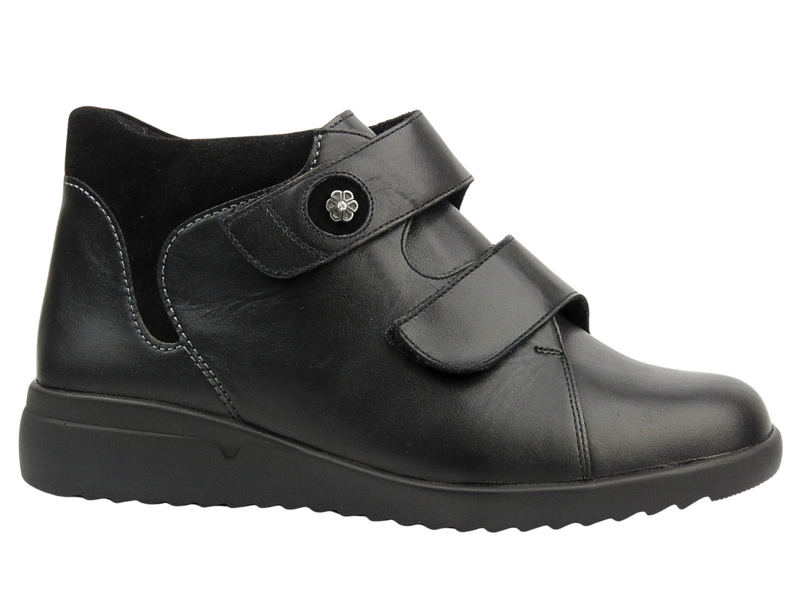 Botki damskie o wysokiej tęgości (M) - Solidus Maren 49504-00105, czarne