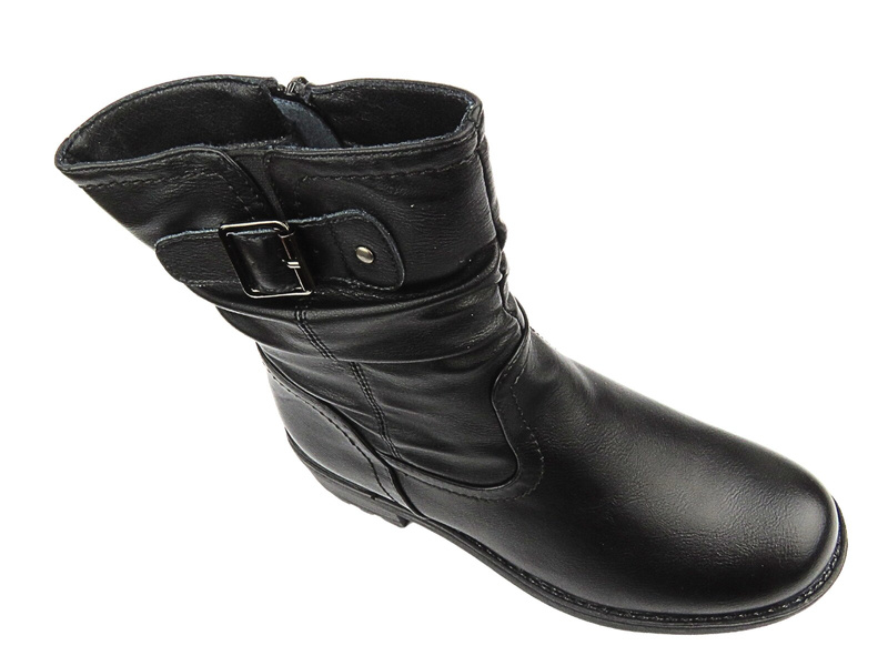 Botki damskie na obcasie- Unisoft 24BT02-7988, czarne