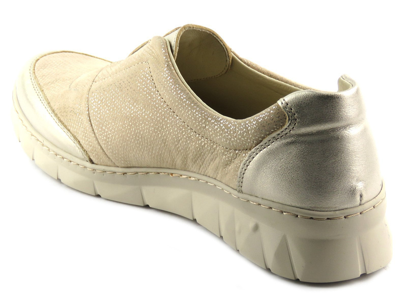 Lekkie, miękkie półbuty damskie wsuwane - Helios Komfort 372, złote