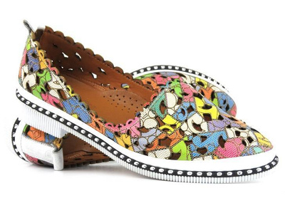 Przewiewne półbuty damskie na ciepłe dni - Manitu 840053-00, kolorowe