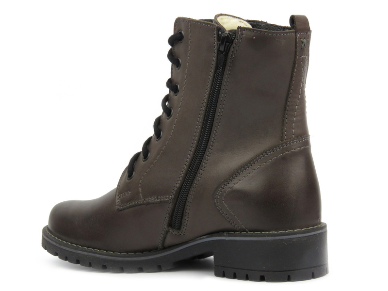 Skórzane botki damskie - Syrena 4038, grafitowe