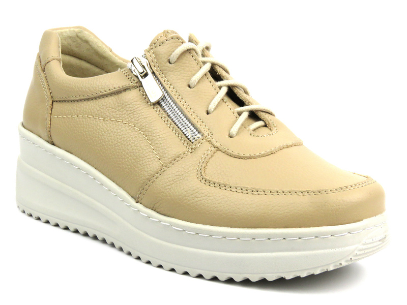 Wygodne półbuty damskie - Helios 419, jasnobeżowe