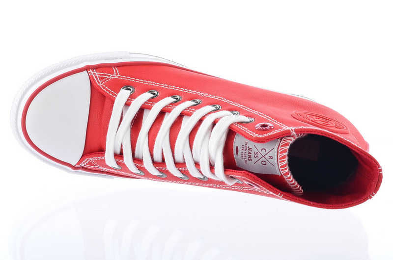Sneakersy damskie na ukrytym koturnie - CROSS JEANS II2R4026, czerwone