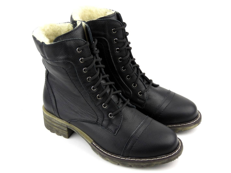 Ciepłe trzewiki, trapery damskie na zimę - WASAK 0546, czarne