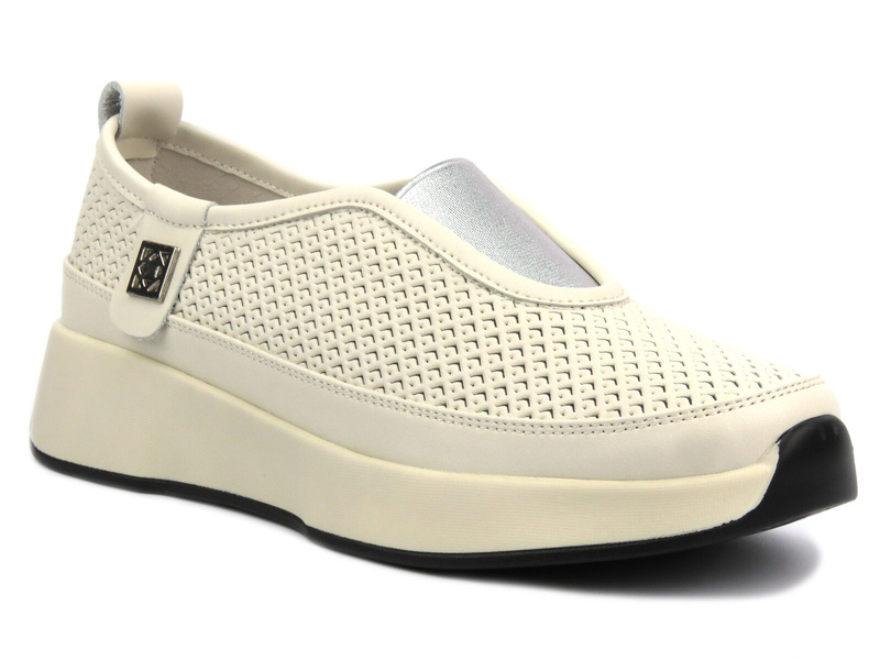 Ażurowe sneakersy damskie - Sokolski HW W24-456, beżowe