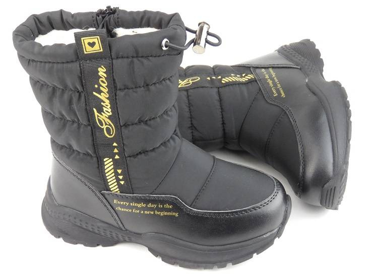 Śniegowce dziecięce ocieplone wełną - MISS E 22DZ23-5274, czarne