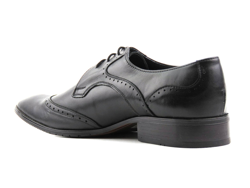 Skórzane półbuty, brogsy męskie MOSKAŁA A118, czarne